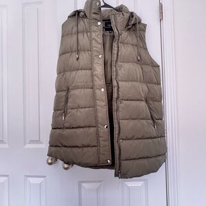 Army Green Long  Puffer Vest